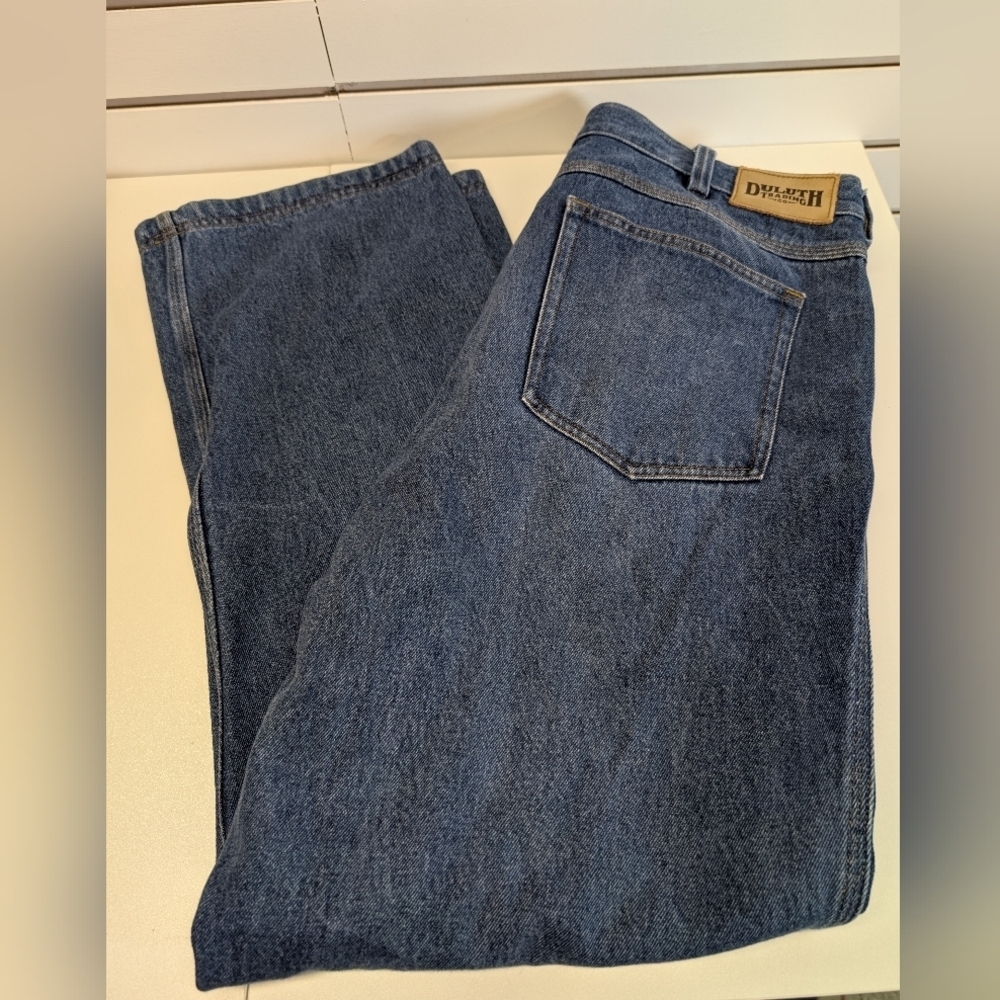 Duluth Trading 40X32 Straight Leg Dark Denim Jeans Workwear 100% Cotton NWOT